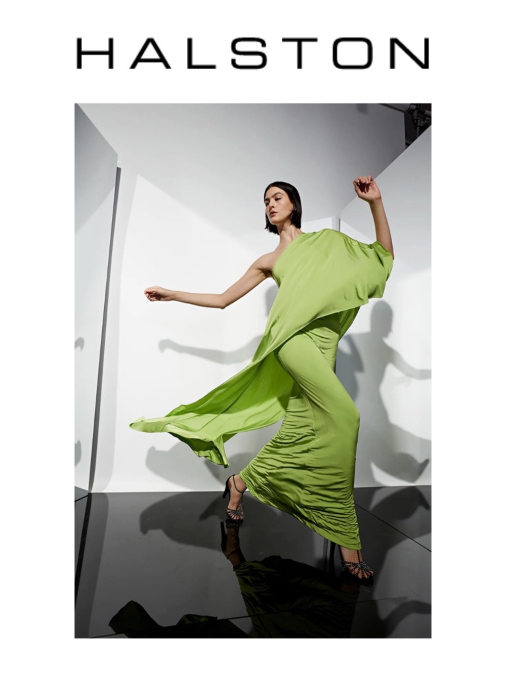HALSTON Alyssa Jersey Cascade Gown